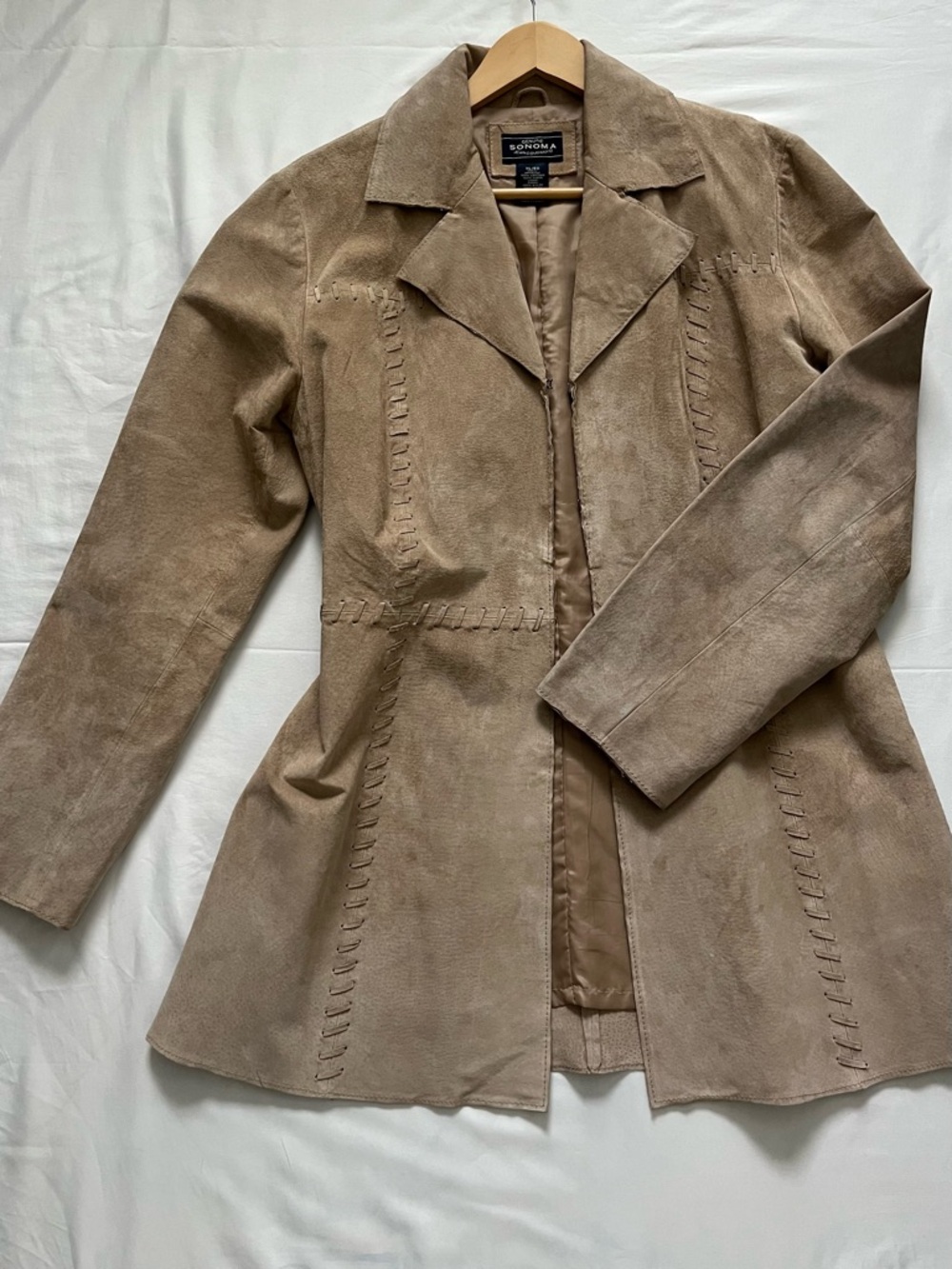 Vintage Woman’s Genuine Leather Light Brown  Blazer Jacket - Size XL